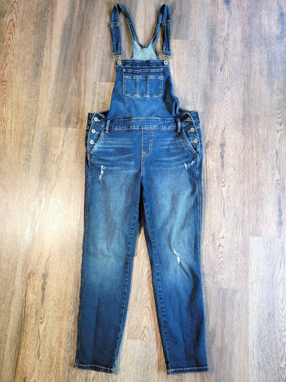 Torrid Denim Bib Overalls Women’s 12 x 27.75 Inseam Adjustable Straps Distressed